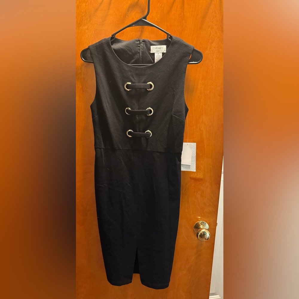 Donna Ricco Black Sheath Midi Dress for Cocktail